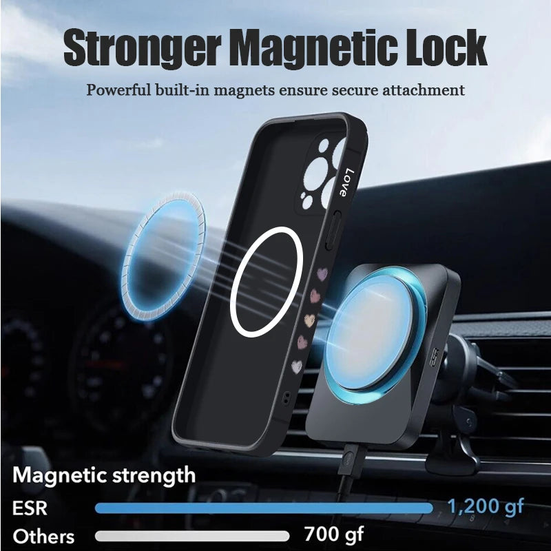 Cute Love Heart Magnetic Shockproof Case For iPhone