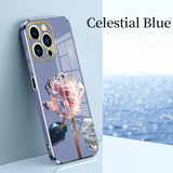 Drop-proof Rose Pattern Electroplated Square Phone Case For  iPhone