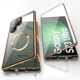 Custodia in vetro con schermo full surround a 360° in metallo magnetico in lega di alluminio per Samsung