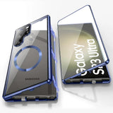 Custodia in vetro con schermo full surround a 360° in metallo magnetico in lega di alluminio per Samsung