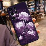 Flower with Lanyard Anti-fall Mobile Phone Case For Samsung