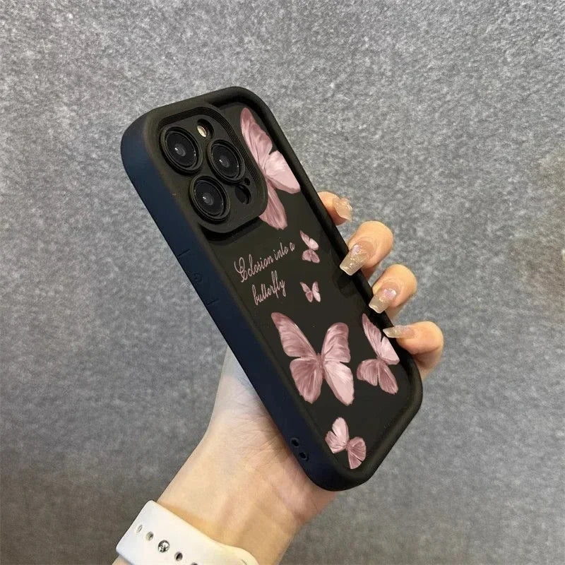 Retro Butterfly Silicone Phone Case For iPhone