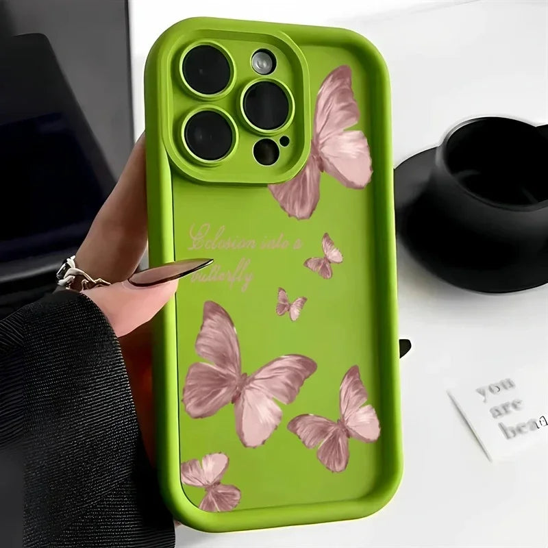 Retro Butterfly Silicone Phone Case For iPhone