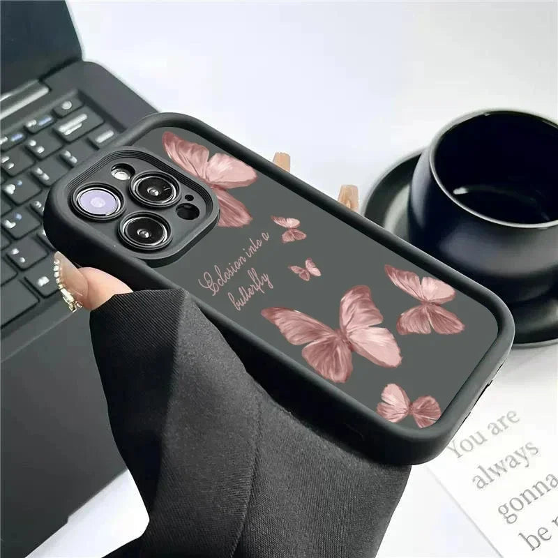 Retro Butterfly Silicone Phone Case For iPhone