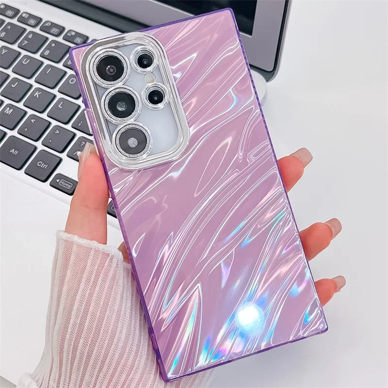 Hard PC Glitter Laser Ripple Marble Case For Samsung