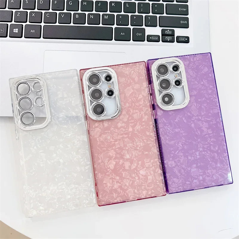 Hard PC Glitter Laser Ripple Marble Case For Samsung