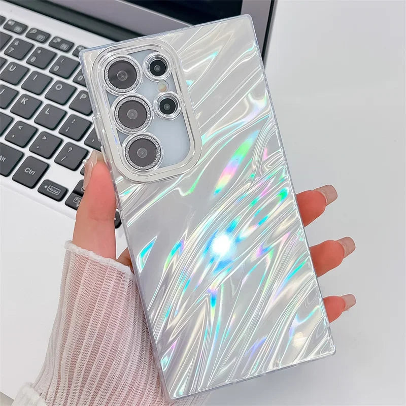 Hard PC Glitter Laser Ripple Marble Case For Samsung