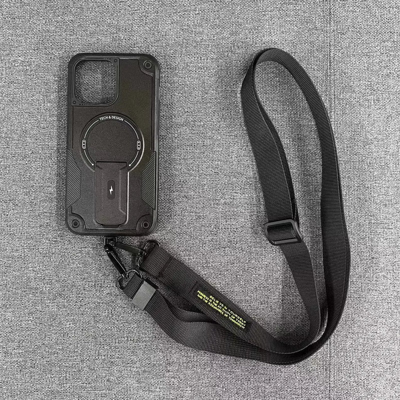 Outdoor Sports Long Strap Crossbody Magnetic Bracket Case for iPhone