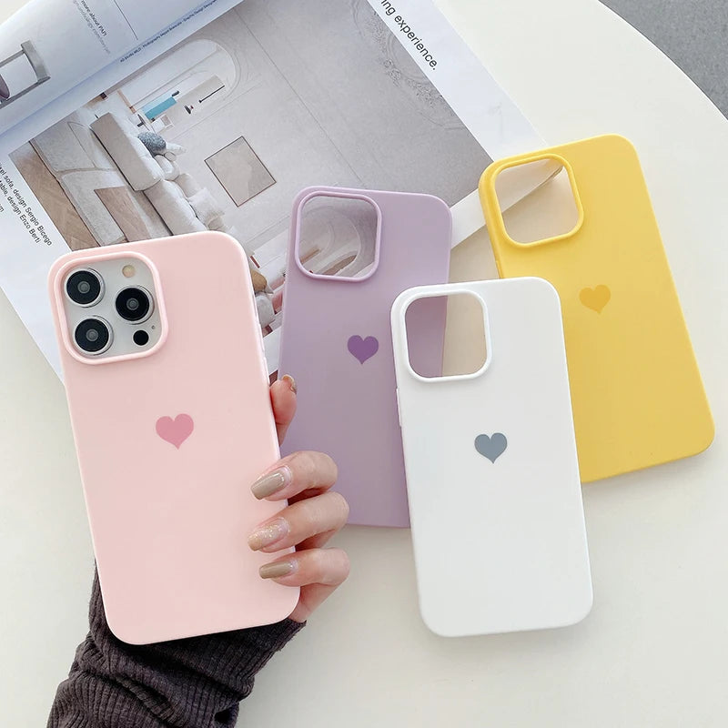 Lovely Love Candy Color Silicone Soft Case For iPhone