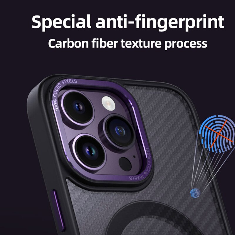 Custodia opaca magnetica in fibra di carbonio per iPhone 