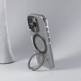 Wireless Charging Clear Hard PC Rotatable Kickstand Holder Phone Case For iPhone