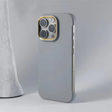 Ultra Thin Metal Lens Magnetic Minimalist Borderless Hard PC Phone Case For iPhone