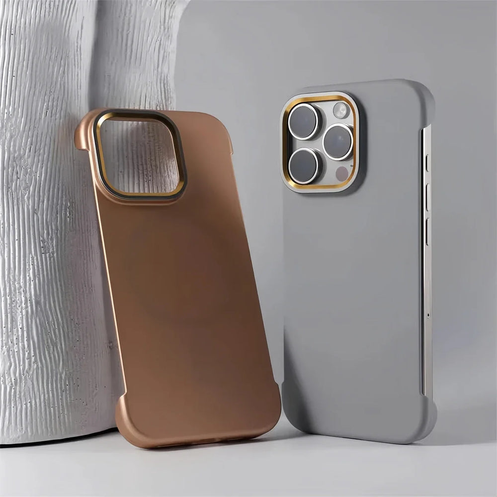 Ultra Thin Metal Lens Magnetic Minimalist Borderless Hard PC Phone Case For iPhone