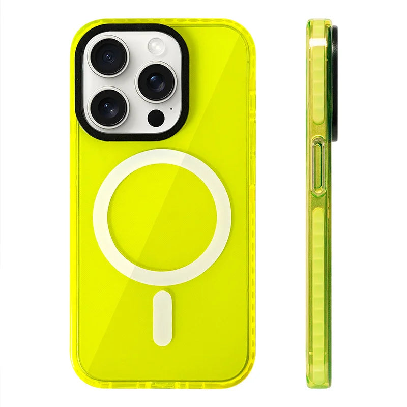 Neon color Clear Shockproof Wireless Charging Case for iPhone