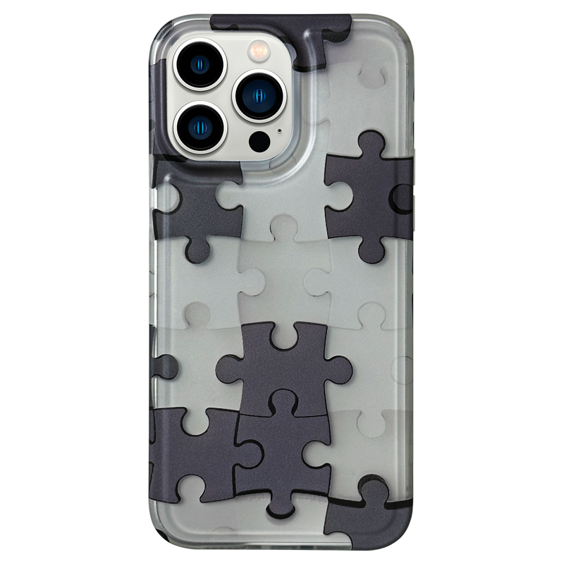 Gray Jigsaw Phone Case For iPhone