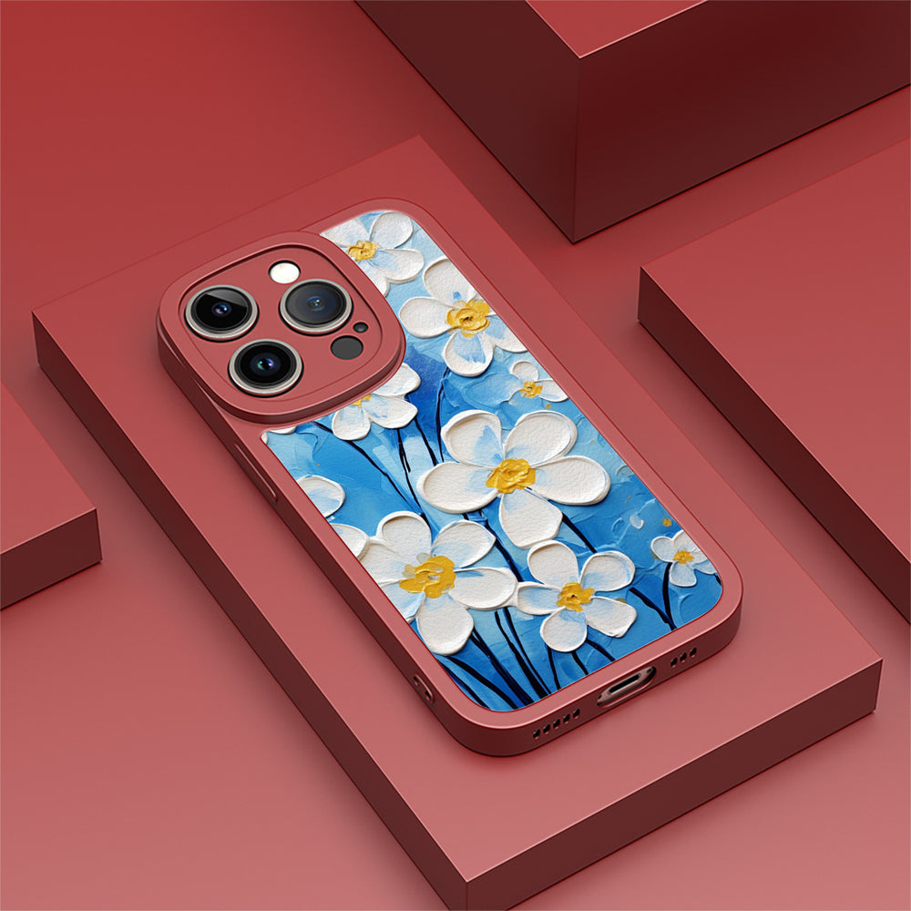 Custodia a fiori in stile pittura a olio per iPhone