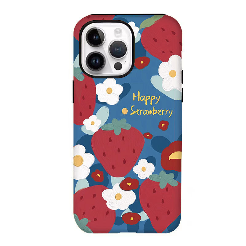 2 in 1 Apple Strawberry Phone Case For iPhone