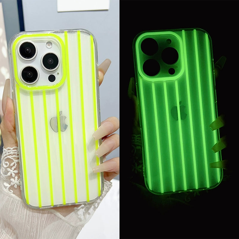 Luminous Vertical Stripe Transparent Jelly Soft Phone Case For iPhone