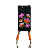 Flower Handheld Lanyard Phone Case For iPhone