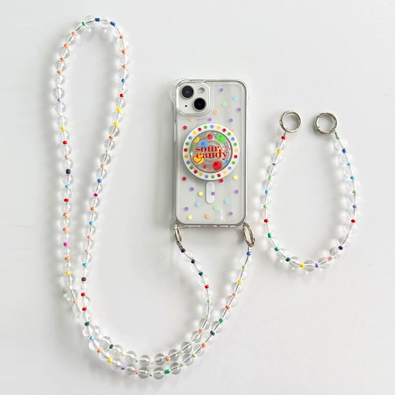 Colorful Polka Dot Magnetic Lanyard Phone Case For iPhone