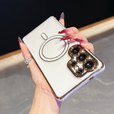 Contrast color electroplating magnetic phone case For Samsung