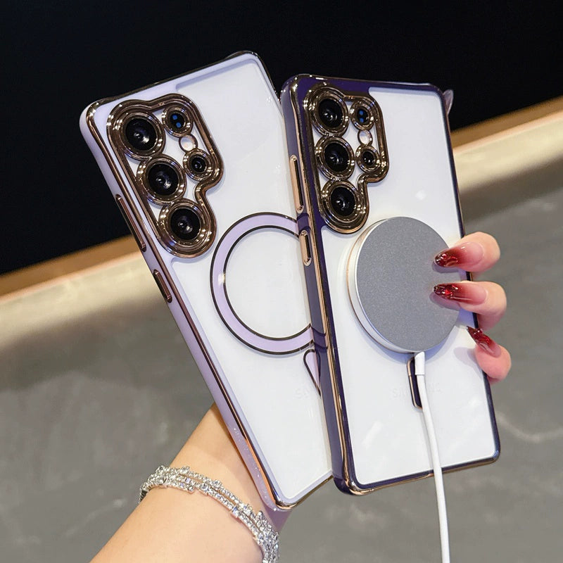 Contrast color electroplating magnetic phone case For Samsung