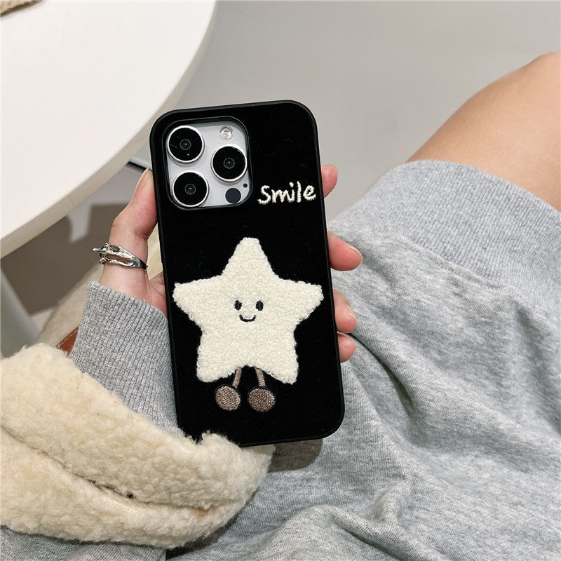 2 in 1 Embroidered Stars and Moon Phone Case For iPhone