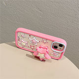 3D Pink Star Stand Phone Case For iPhone