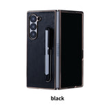 Electroplating Touch Pen PU Leather Holder Phone Case For Samsung Z FOLD