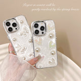 3D Heart Pearl Phone Soft Case For iPhone