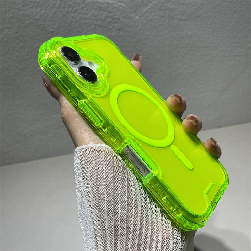 Fluorescent Green Magnetic 3-in-1 Phone Case For iPhone