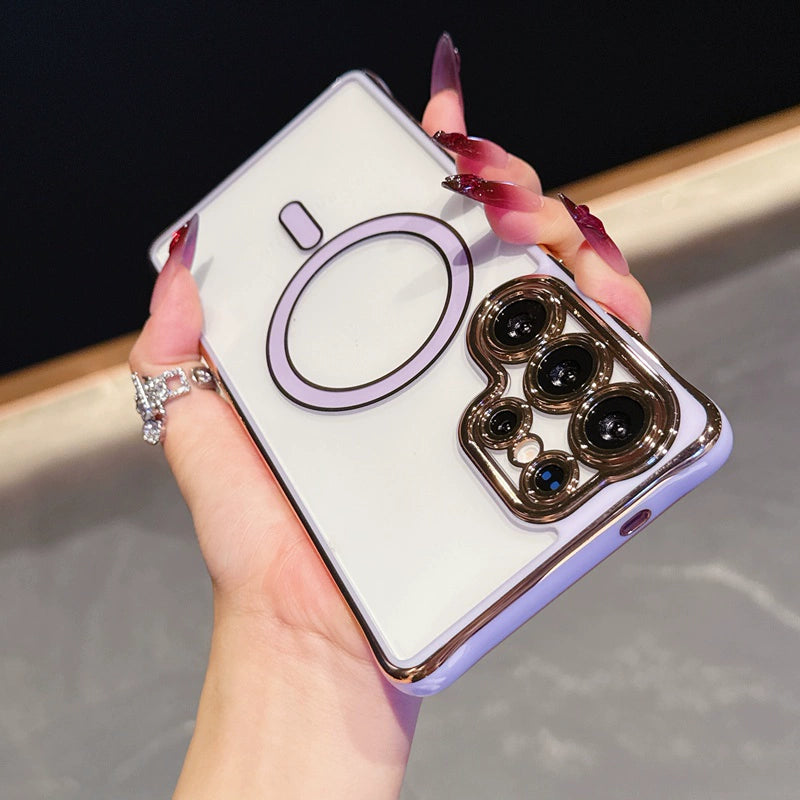 Contrast color electroplating magnetic phone case For Samsung