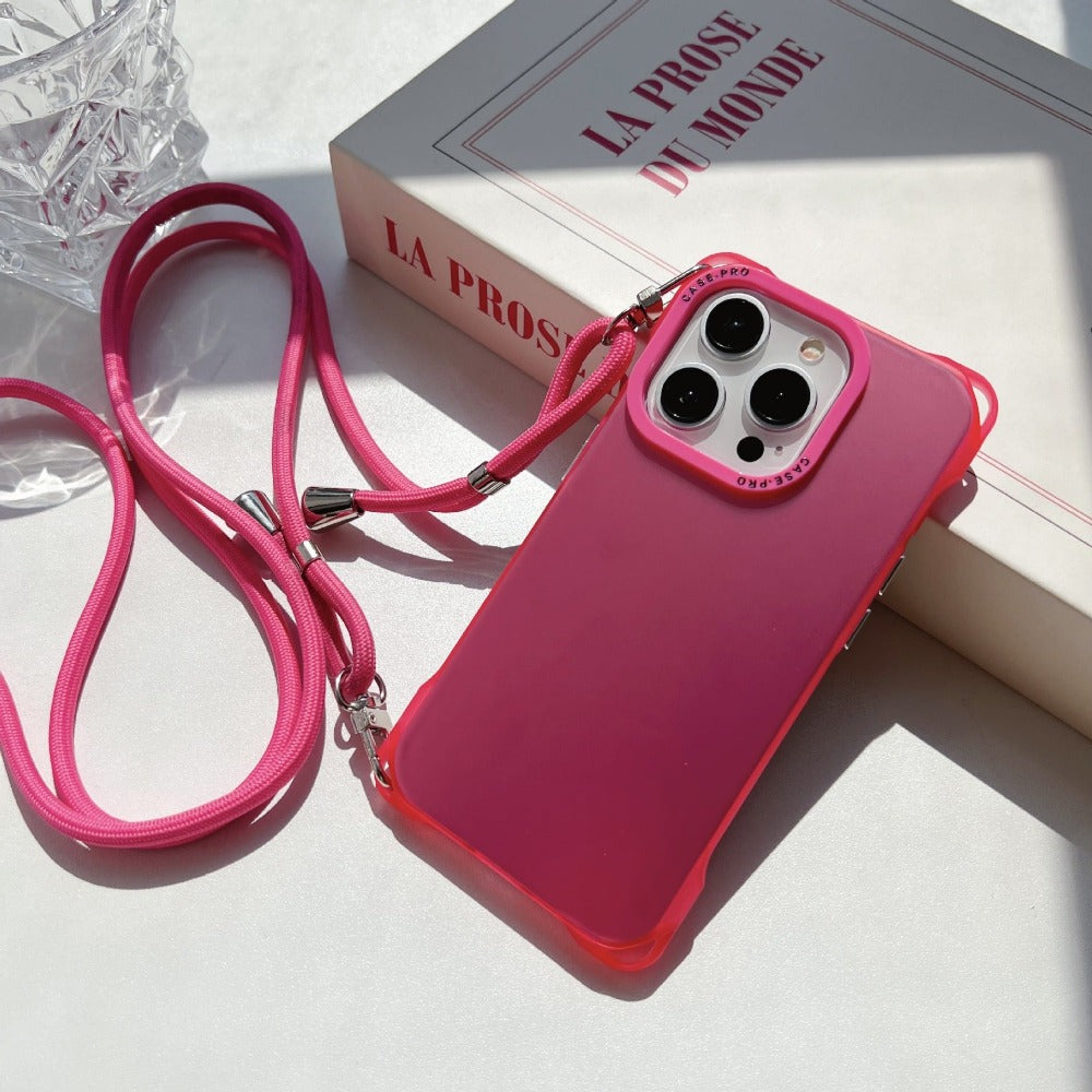 Four-corner Hole Hanging Rope Anti-fall Mobile Phone Case For iPhone