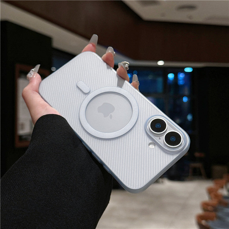 Ultra-thin Striped Non-yellowing Magnetic Mobile Phone Case For iPhone