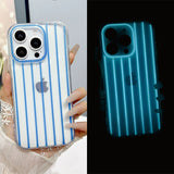 Luminous Vertical Stripe Transparent Jelly Soft Phone Case For iPhone