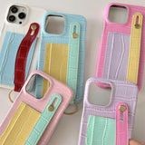 Splicing Contrast Color Crocodile Pattern Mobile Phone Case For iPhone