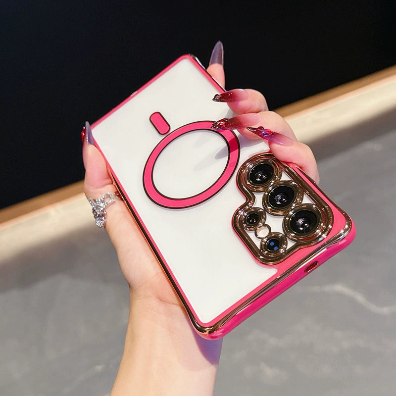 Contrast color electroplating magnetic phone case For Samsung