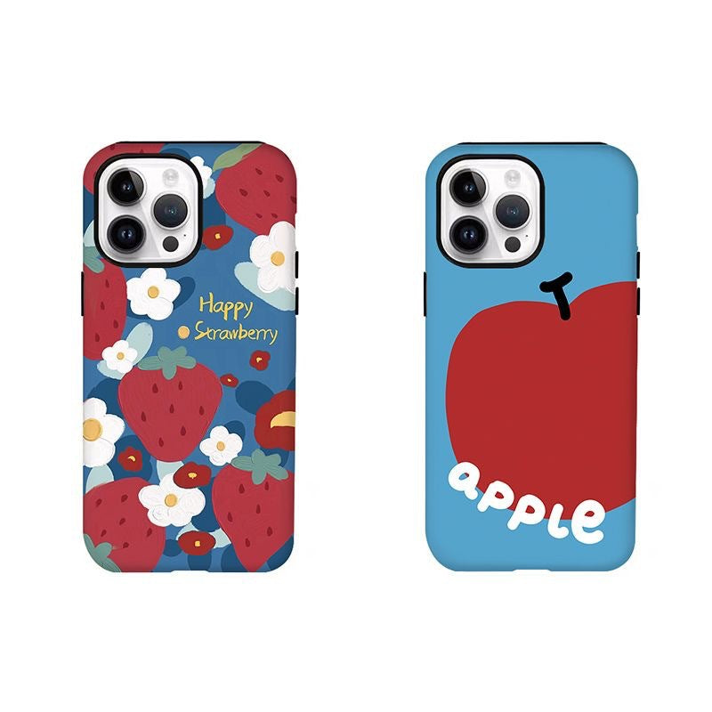 2 in 1 Apple Strawberry Phone Case For iPhone