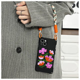 Flower Handheld Lanyard Phone Case For iPhone