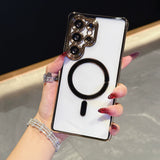 Contrast color electroplating magnetic phone case For Samsung