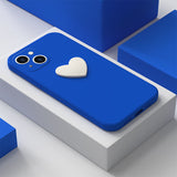 Contrast Color Heart Straight Edge Phone Case For iPhone