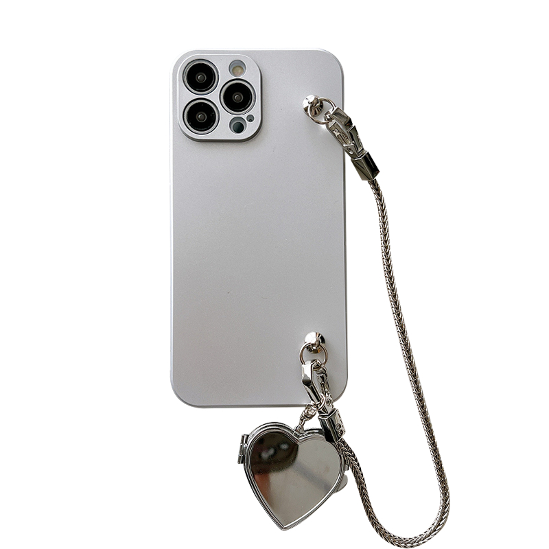 Electroplated Silver Heart Chain Phone Case For iPhone