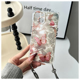 Water-gloss Butterfly Crossbody Lanyard Phone Case For iPhone