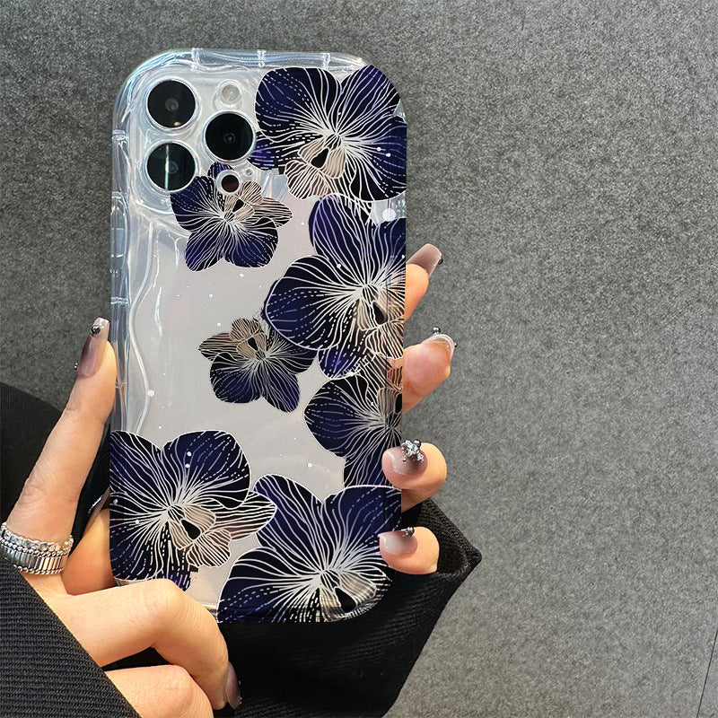 Custodia per telefono a grappolo di fiori con cielo stellato per iPhone