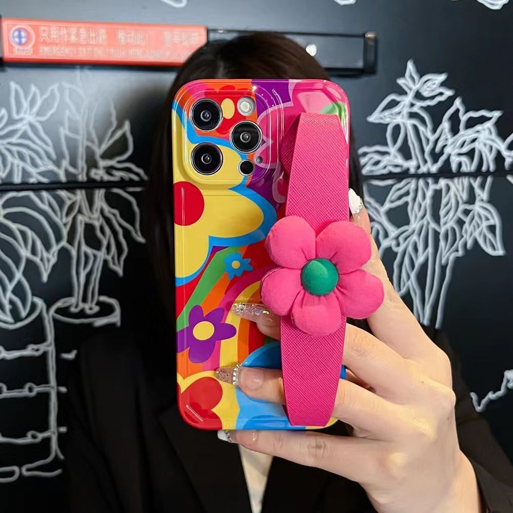 Custodia Graffiti con cinturino a fiori per iPhone