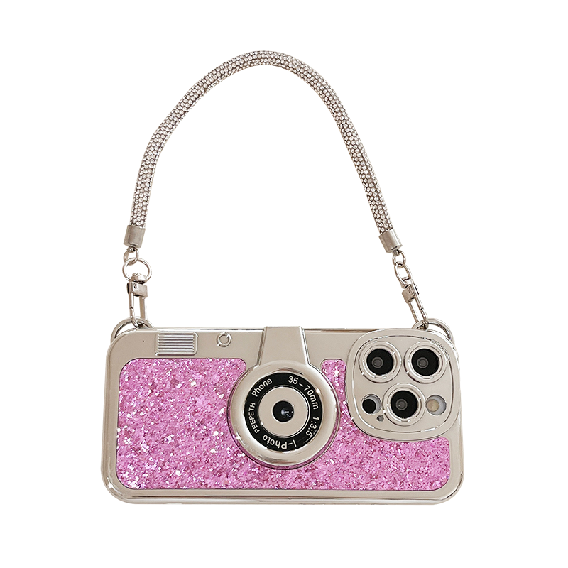 Diamond Camera Phone Case with Lanyard For iPhone