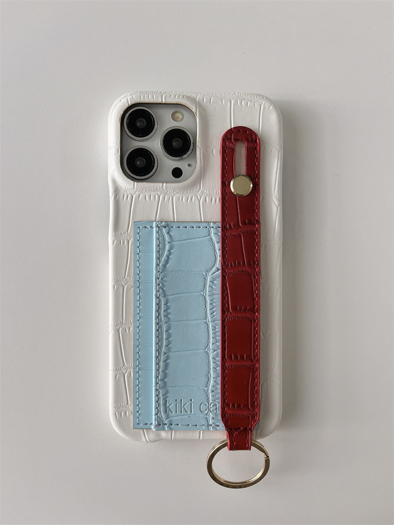 Splicing Contrast Color Crocodile Pattern Mobile Phone Case For iPhone