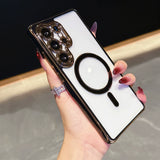 Contrast color electroplating magnetic phone case For Samsung