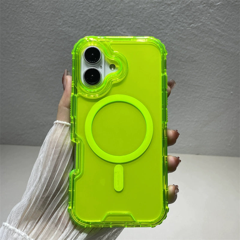 Fluorescent Green Magnetic 3-in-1 Phone Case For iPhone