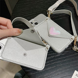 Heart Crossbody Card Holder Phone Case For iPhone